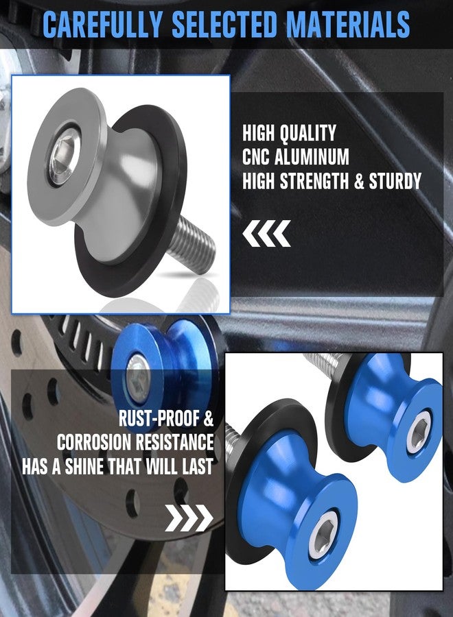 CHIFUN 2Pcs 6MM M6 X1.5 Motorcycle Swing Arm Spools Sliders CNC Aluminum Swingarm Spools Stand Screw Compatible with R1 R6 R3 MT07 MT09 FZ09 FZ10 MT03(Blue) - Image 3