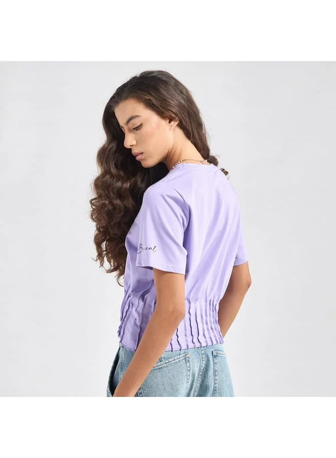 Splash FAV Printed T-shirt with Pintuck Detail