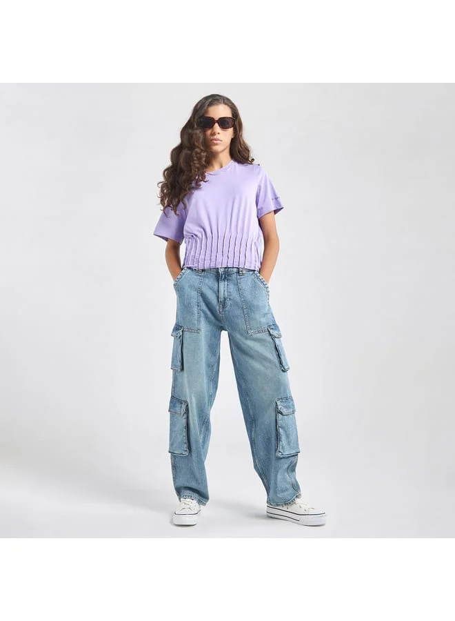 Splash FAV Printed T-shirt with Pintuck Detail