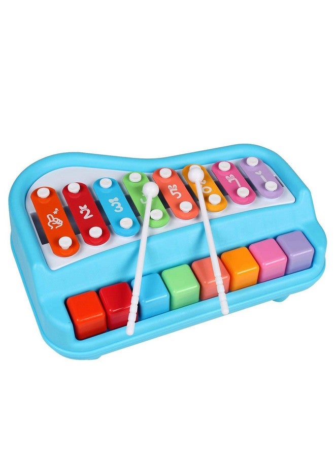 Storio 8 Tone Xylophone Learning Toys Kids Educational Knock Playing 2 in 1 Colorful Plastic Percussion Piano Toy (Multi Color)