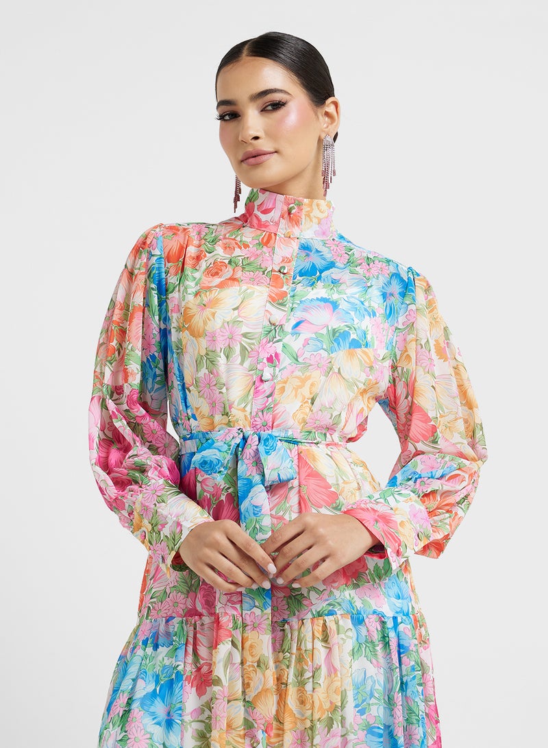 Khizana Floral Belted Midi Dress - Image 3