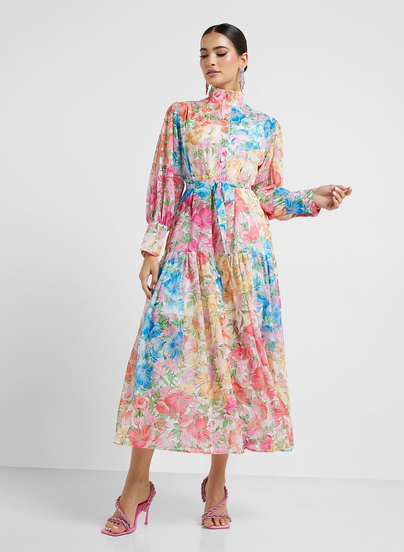 Khizana Floral Belted Midi Dress - Image 4