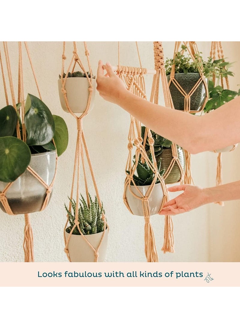 Antikiano 6-Pack Macrame Plant Hanger - 12 Ceiling Hooks, Plant Hanger Indoor, Hanging Plant Holder, Hanging Planters for Indoor Plants, Boho Plant Hanger, Plant Hangers Indoor Macrame (Caramel)  - Image 3