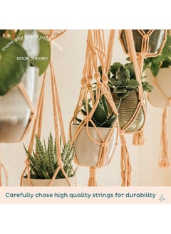 Antikiano 6-Pack Macrame Plant Hanger - 12 Ceiling Hooks, Plant Hanger Indoor, Hanging Plant Holder, Hanging Planters for Indoor Plants, Boho Plant Hanger, Plant Hangers Indoor Macrame (Caramel)  - Image 2