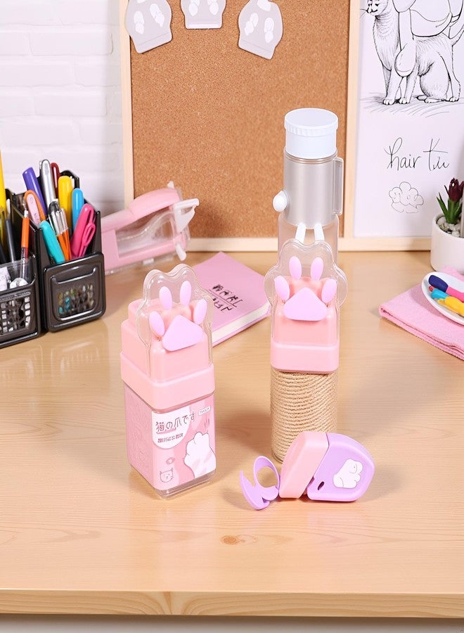 Wentoenapp 2Pcs Colorful Cat Paw Roller Eraser, Erasers for Kids, Cute Cat Rubber, Kids Eraser with Shaving Roller Case for School Office Supply Stationery Erasers, Standard Pencil Erasers - Image 5