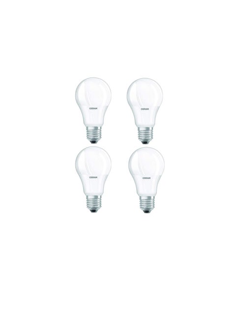 Osram LED Value Classic A60 Bulb E27 8.5W Daylight, UV and Flicker Free, No Blue Light Hazard, 806lm 6500K Frosted with ESMA Approval (Pack of 4)
