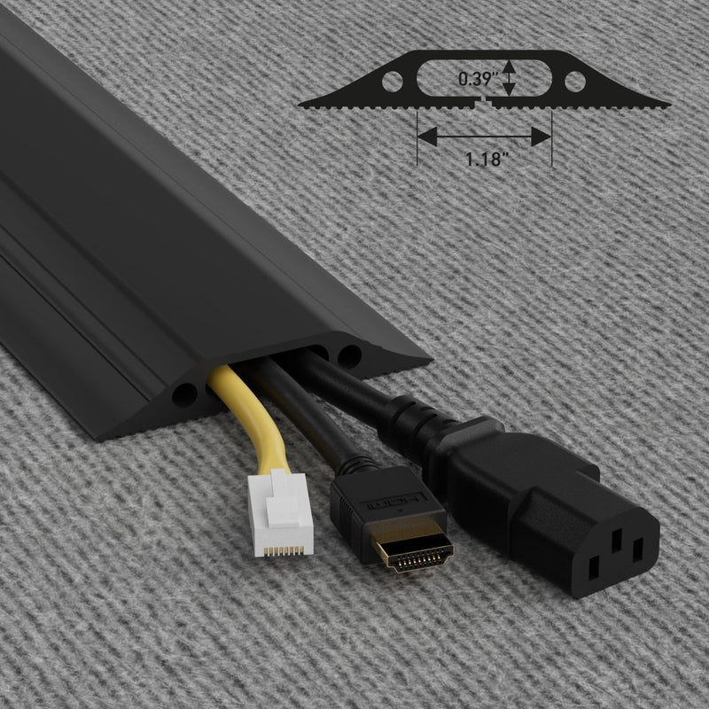 D-Line 6ft Floor Cord Cover, Made in USA Linkable Cable Protector, Hide Extension Cords, Protect Cords, Prevent Cable Trips, Cord Hider, Heavy Duty - Cord Cavity = 1.18" (W) x 0.39" (H) - Black - Image 3