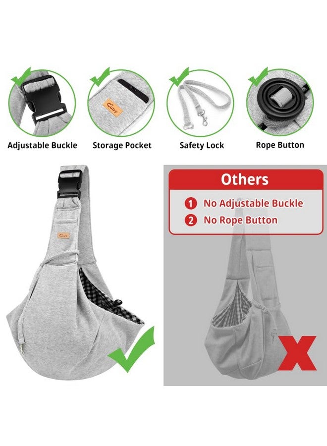 CUBY CUBY Dog and Cat Sling Carrier, Hands Free Reversible Pet Papoose Bag, Soft Pouch Adjustable, Suitable for Puppy Cats for Outdoor Travel (Grey, M-Adjustable Strap) - Image 2