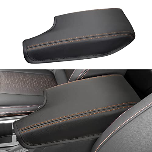 INTGET Car Center Console Armrest Cover for Subaru Crosstrek Accessories 2018 2019 2020 2021 2022 2023 Impreza 2017-2023 Leather Arm Rest Box Lid Middle Console Cover Seat Protector(Orange Stitches) - Image 1