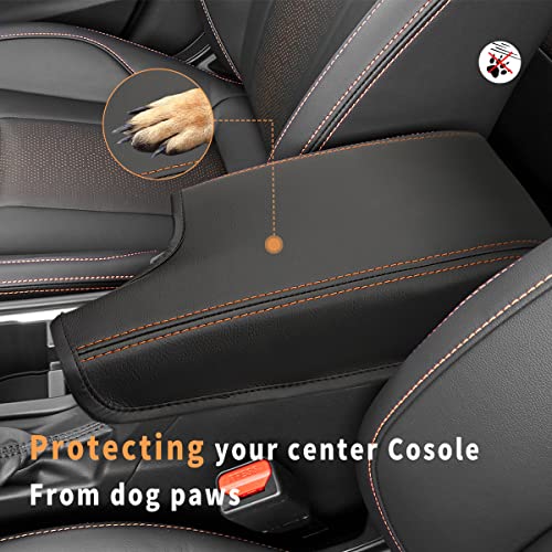 INTGET Car Center Console Armrest Cover for Subaru Crosstrek Accessories 2018 2019 2020 2021 2022 2023 Impreza 2017-2023 Leather Arm Rest Box Lid Middle Console Cover Seat Protector(Orange Stitches) - Image 3