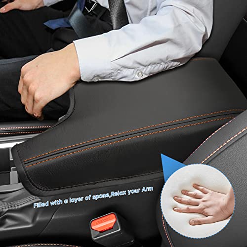 INTGET Car Center Console Armrest Cover for Subaru Crosstrek Accessories 2018 2019 2020 2021 2022 2023 Impreza 2017-2023 Leather Arm Rest Box Lid Middle Console Cover Seat Protector(Orange Stitches) - Image 4