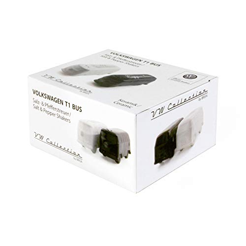 BRISA VW Collection - Volkswagen Salt & Pepper Shakers in Ceramic with T1 Bus Design 2-piece set (Classic Bus/White & Black) - Image 5