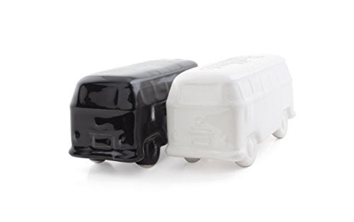 BRISA VW Collection - Volkswagen Salt & Pepper Shakers in Ceramic with T1 Bus Design 2-piece set (Classic Bus/White & Black) - Image 2