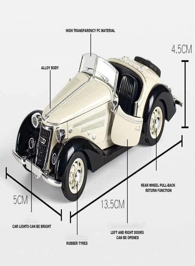 QQ Show Play Boy 1:32 1936 M-Benz 500 K Vintage Model Diecast Metal Alloy Pullback Toy Vehicle with Openable Doors Light and Music Car for Kids (Multicolor) - Image 2