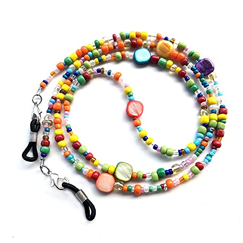 Decker Colorful Bead Women’s eyeglass chain eyewear retainer Mask Holder Reading glass Necklace Lanyard (Rainbow Beads) - Image 1
