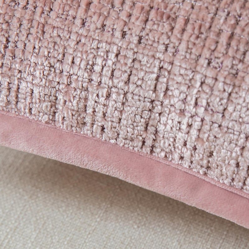 Yaertun Pack of 2 Chenille Textured Decorative Throw Pillow Covers Accent Solid Cushion Cover Soft Cozy Pillow Case with Velvet Back for Couch Sofa Bed Living Room 26x26 Inch Dusty Pink - Image 3