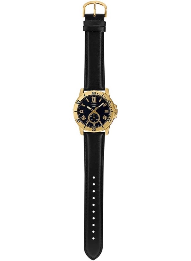 CASIO Men's Analog Display Watch With Black Leather Strap - MTP-VD200GL-1BUDF - Image 5