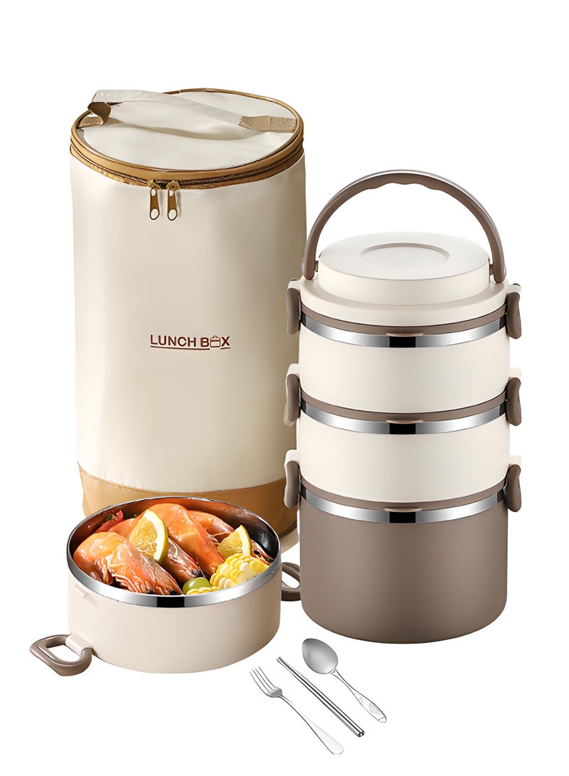 XiuWoo Microwaveable Thermal Lunch Box, Insulated Lunch Containers With Bag, 3 Tier Lunch Boxes for School, Work, and Travel  - Image 1
