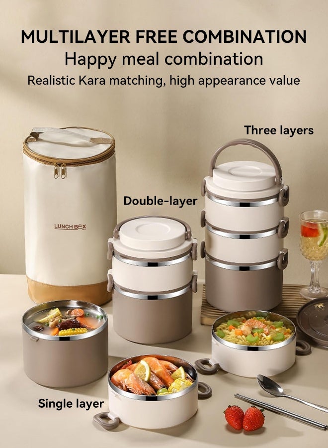 XiuWoo Microwaveable Thermal Lunch Box, Insulated Lunch Containers With Bag, 3 Tier Lunch Boxes for School, Work, and Travel  - Image 2