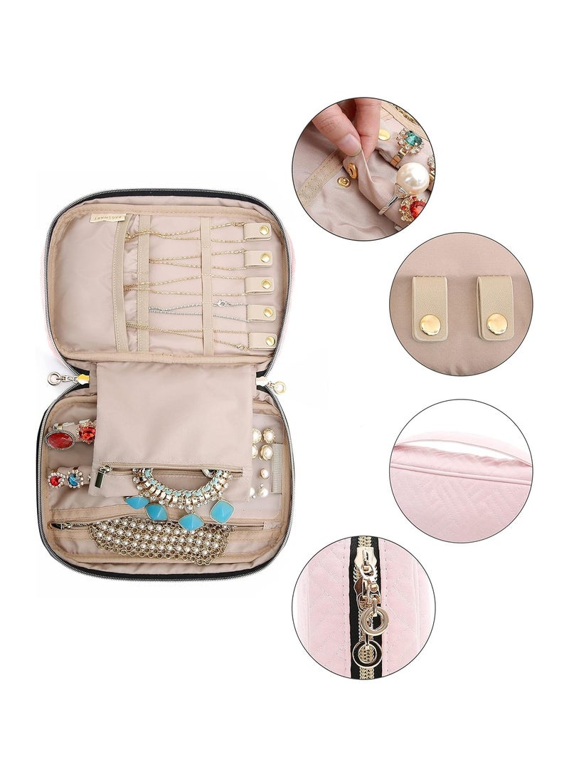 general Jewelry Organizer Travel Jewelry Organizer for Necklace, Earrings, Rings, Bracelet, Soft Pink - Image 4