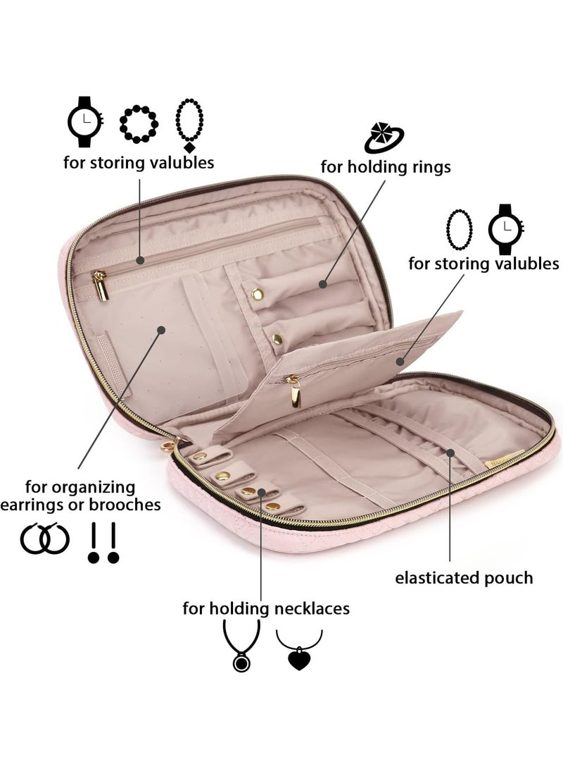 general Jewelry Organizer Travel Jewelry Organizer for Necklace, Earrings, Rings, Bracelet, Soft Pink - Image 3