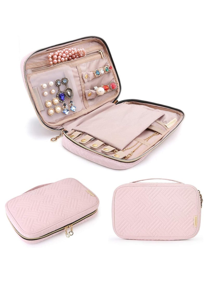 general Jewelry Organizer Travel Jewelry Organizer for Necklace, Earrings, Rings, Bracelet, Soft Pink - Image 1