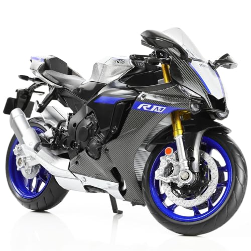 Risopen 1:12 Motorcycle Model Toy for Yamaha YZF-R1M 1000R Metal Die-cast with Plastic Motorcycle Model No Assembly Required Mini Finished Moto Gift for Adult（Silver） - Image 1