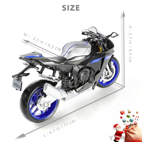Risopen 1:12 Motorcycle Model Toy for Yamaha YZF-R1M 1000R Metal Die-cast with Plastic Motorcycle Model No Assembly Required Mini Finished Moto Gift for Adult（Silver） - Image 2
