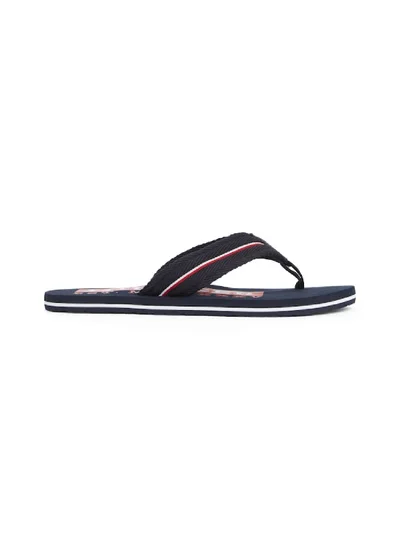 TOMMY HILFIGER Men's Signature Tape Webbing Flip-Flops - Polyester, Blue