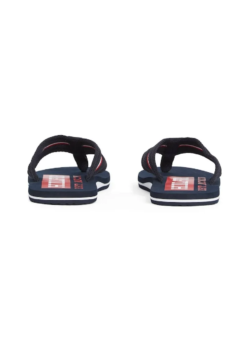 TOMMY HILFIGER Men's Signature Tape Webbing Flip-Flops - Polyester, Blue