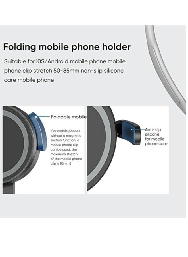 Devon Magnetic Neck Phone Holder; Neck Hanging Mobile Phone Holder; Hands-Free Video & Selfie Shooting for iPhone and Android Phones (Gray) - Image 5