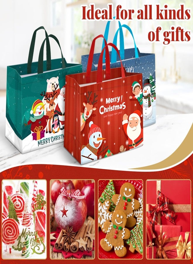 TranquilBliss 8PCS Christmas Gift Bags, Reusable Holiday Treat Bags with Handles, Christmas Baskets for Gifts Empty, Non-Woven Xmas Party Supplies, 12.8"×9.8"×6.7" - Image 3