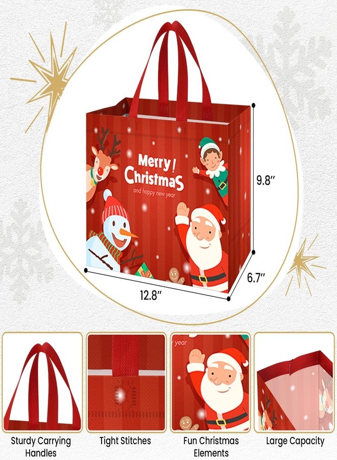 TranquilBliss 8PCS Christmas Gift Bags, Reusable Holiday Treat Bags with Handles, Christmas Baskets for Gifts Empty, Non-Woven Xmas Party Supplies, 12.8"×9.8"×6.7" - Image 2