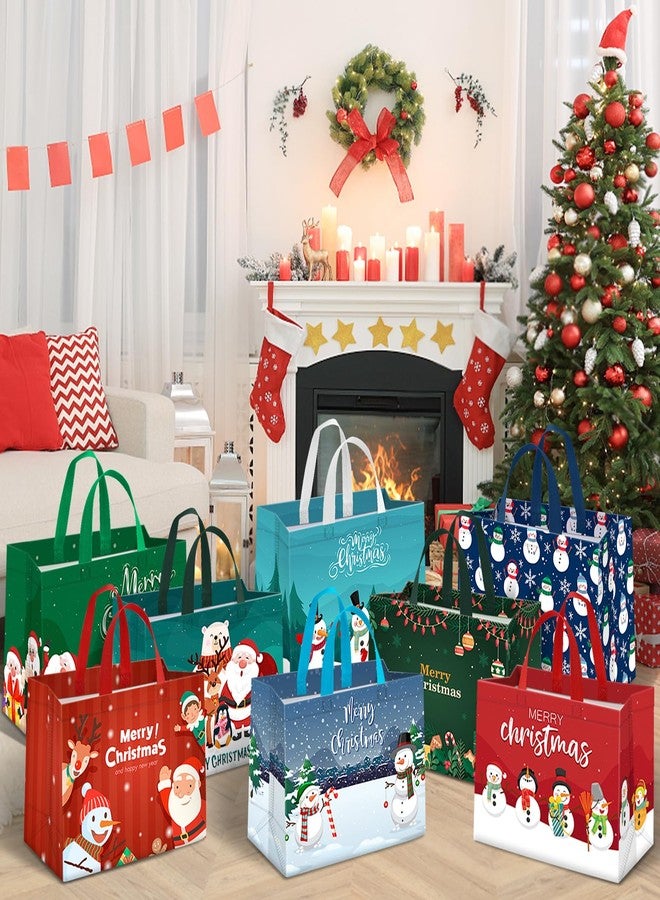 TranquilBliss 8PCS Christmas Gift Bags, Reusable Holiday Treat Bags with Handles, Christmas Baskets for Gifts Empty, Non-Woven Xmas Party Supplies, 12.8"×9.8"×6.7" - Image 4
