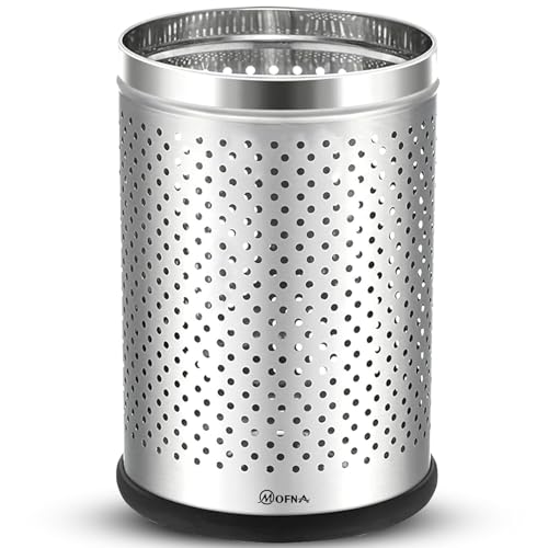 mofna Stainless Steel Perforated Dustbin for Home, Trash Can with Anti-skid Base, Garbage Bin for Bathroom, Office, Bedroom, Kitchen & Toilet or Commercial Use (18 Litre) - Image 1