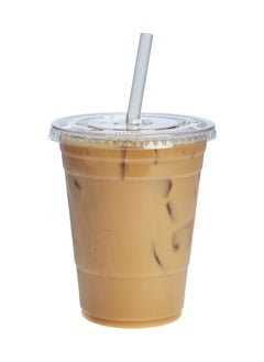 Comfy Package Comfy Package [16 oz. - 100 Count Clear Plastic Cups With Lids, Disposable Coffee Cups with Flat Lids - Ideal for Cold Beverages, Smoothies, and To-Go Drinks  - Image 1