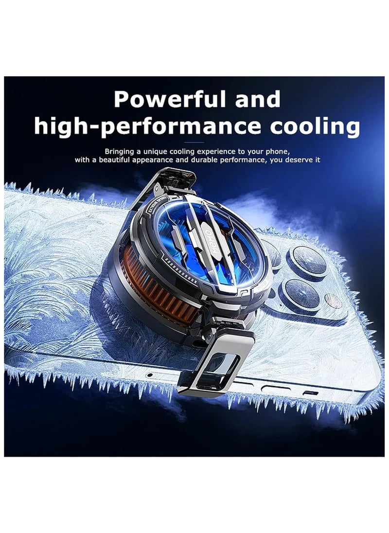 ALASAMCO Magnetic Phone Cooler Cell Phone Cooler CX07 Phone Fan Cooler for 2.83-3.66 inches iOS/Android Semiconductor Heatsink Cooling for Gameing, Black+RGB  - Image 2