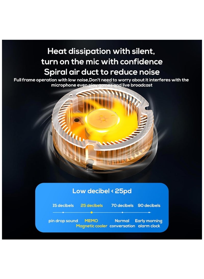 ALASAMCO Magnetic Phone Cooler Cell Phone Cooler CX07 Phone Fan Cooler for 2.83-3.66 inches iOS/Android Semiconductor Heatsink Cooling for Gameing, Black+RGB  - Image 3