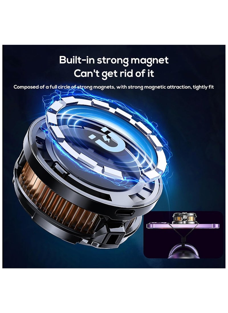 ALASAMCO Magnetic Phone Cooler Cell Phone Cooler CX07 Phone Fan Cooler for 2.83-3.66 inches iOS/Android Semiconductor Heatsink Cooling for Gameing, Black+RGB  - Image 4