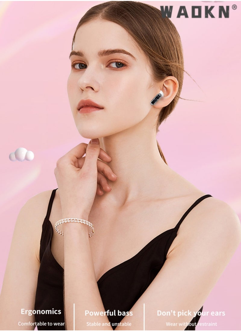 Wireless Earphones, Transparent Design, Sweatproof, Bluetooth Earphones with Surround Sound, Stable Connection & Low Latency, Compatible with iPhone, iPad, MacBook, Xiaomi, Samsung