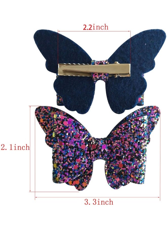 Yazon Baby Girls Glitter Bows Clips Sparkly Butterfly Bows Hair Clips for Toddler Kids Teens 8pcs - Image 3