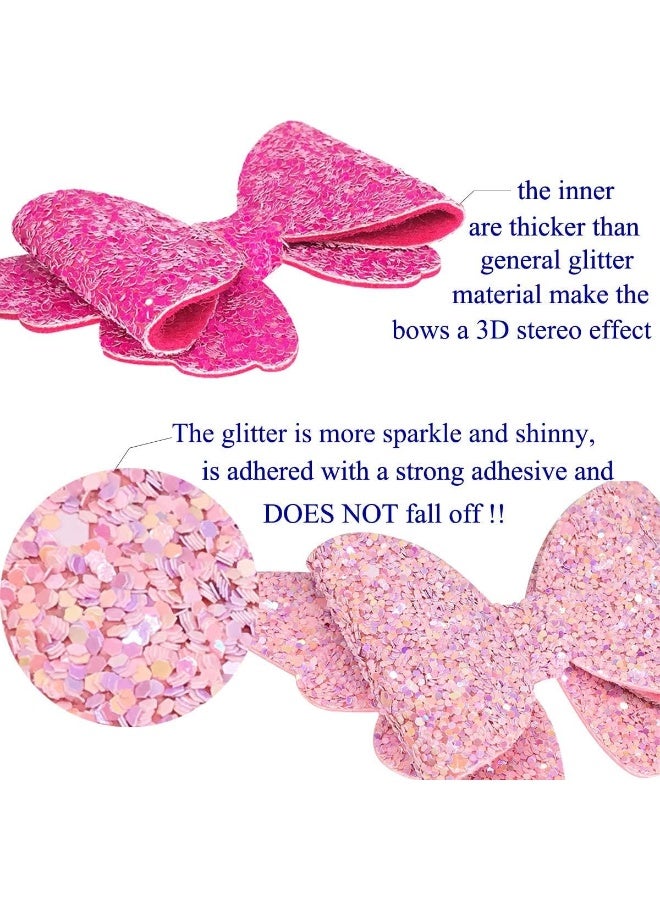 Yazon Baby Girls Glitter Bows Clips Sparkly Butterfly Bows Hair Clips for Toddler Kids Teens 8pcs - Image 4