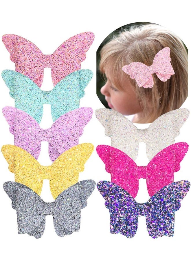 Yazon Baby Girls Glitter Bows Clips Sparkly Butterfly Bows Hair Clips for Toddler Kids Teens 8pcs - Image 5