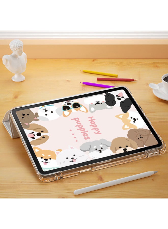 Shell Sister Ipad Protective Case 9.7 Inch Universal 2017/Ipad 5/6/Air 2/Air 1 Anti-Bend Cute Cartoon Colorful Painting With Pen Slot Y-Type Three-Fold Happy Partner - Image 2