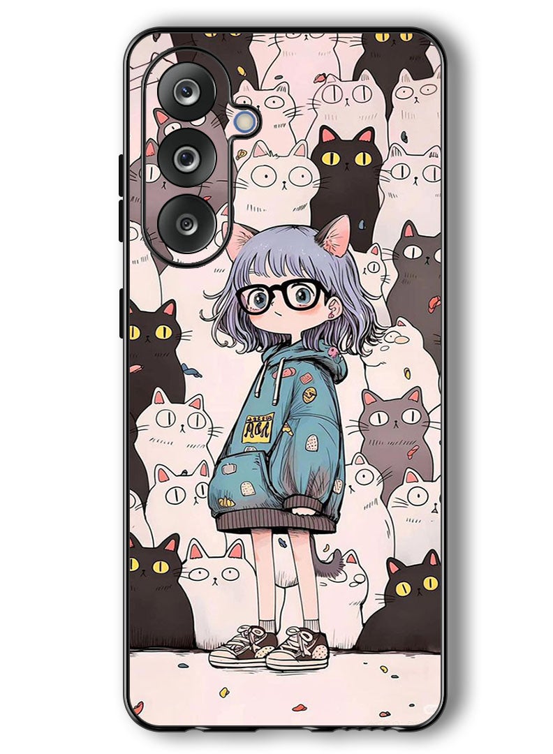 Theodor Case Compatible with Samsung Galaxy F36/ M36 6.7 Inch Protection Shockproof Bumper Cover Cats & Girl - Image 1