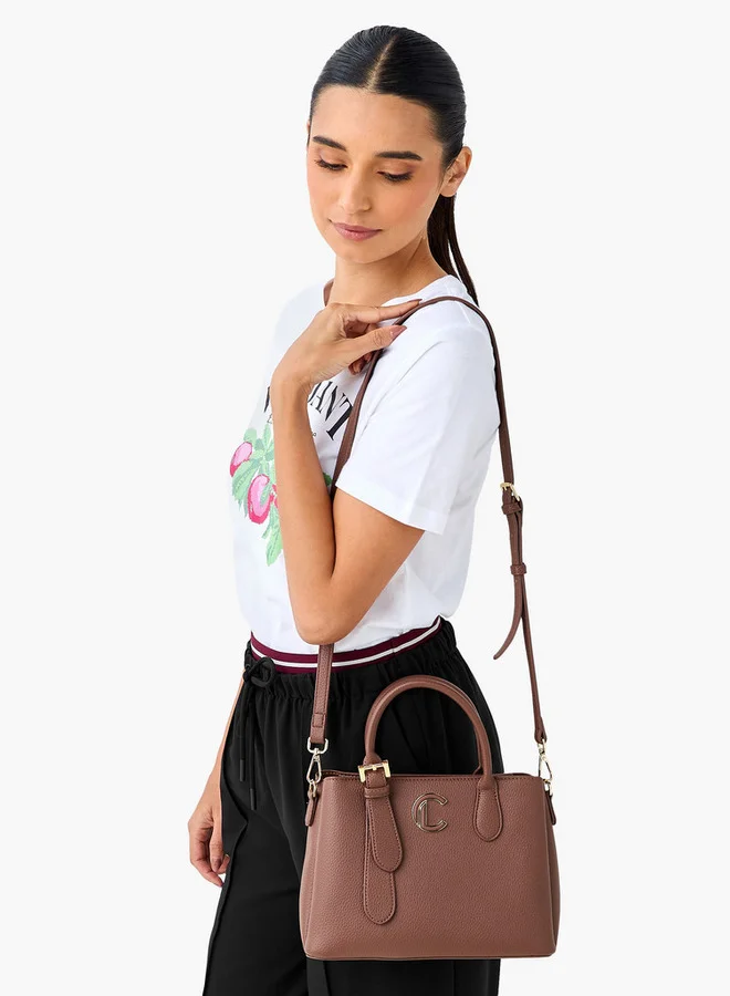 Le Confort Textured Tote Bag with Detachable Strap and Zip Closure