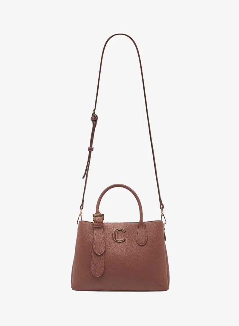 Le Confort Textured Tote Bag with Detachable Strap and Zip Closure