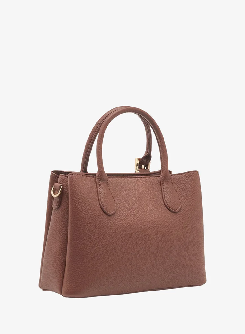 Le Confort Textured Tote Bag with Detachable Strap and Zip Closure