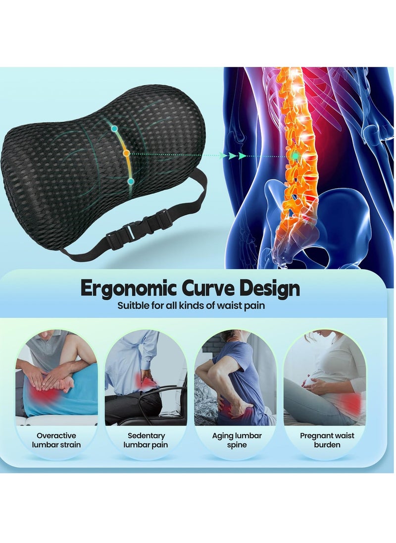 Generic - Ergonomic Memory Foam Lumbar Support Cushion with Adjustable Strap for Office & Car - Alleviates Back Pain & Improves Posture - Image 1