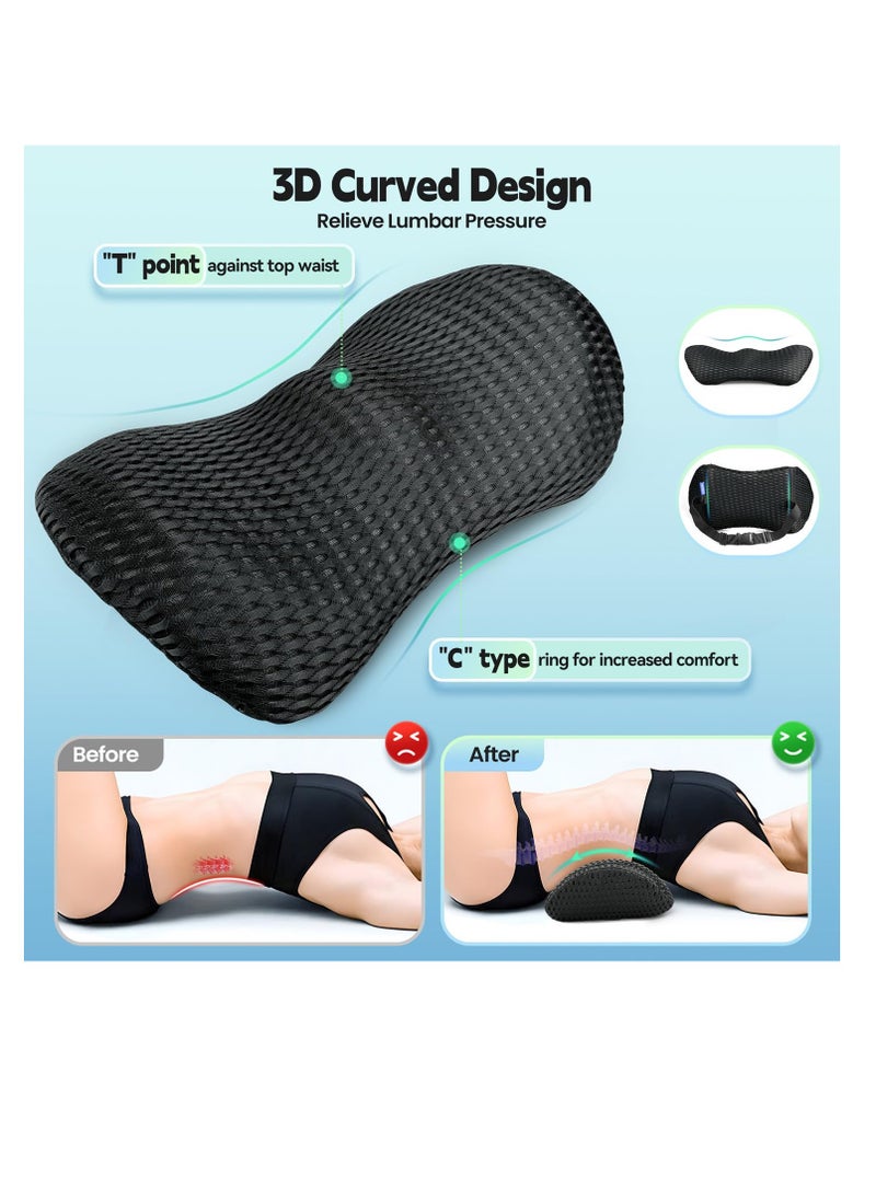 Generic - Ergonomic Memory Foam Lumbar Support Cushion with Adjustable Strap for Office & Car - Alleviates Back Pain & Improves Posture - Image 1